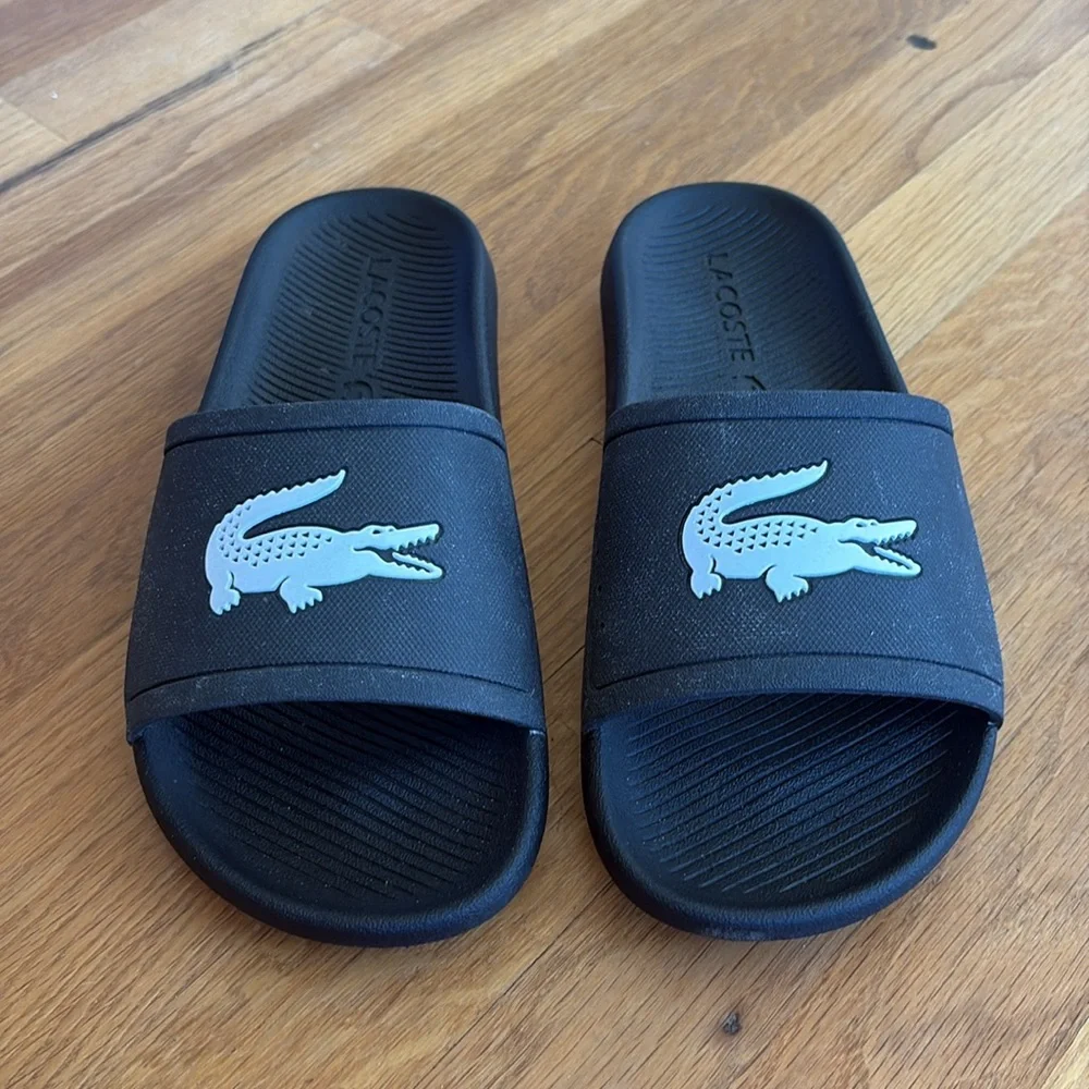 Lacoste Croco Water-repellent Synthetic Slides Black size 9 - Picture 2 of 6